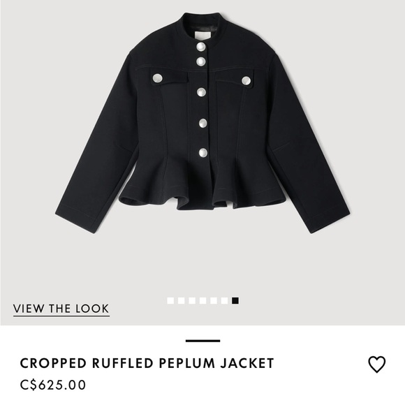 Sandro Jackets & Blazers - Sandro Black Cropped Ruffled Peplum Jacket